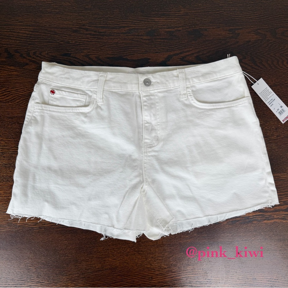 Hudson Jeans Gracie White Raw Edge Hem Denim Shorts